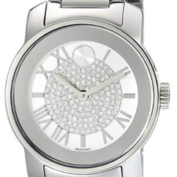 Movado Bold Luxe 3600254 Crystal Pave Dial Swiss Watch New Battery Works main image 4